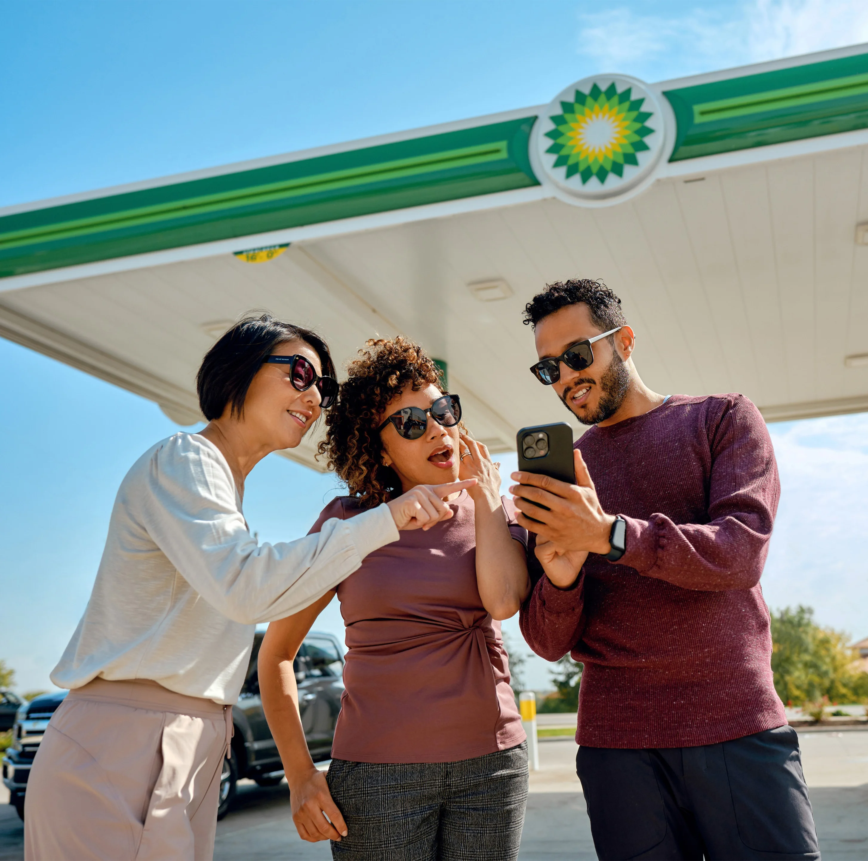 A bp service station featuring the new Helios logo in Illinois. US