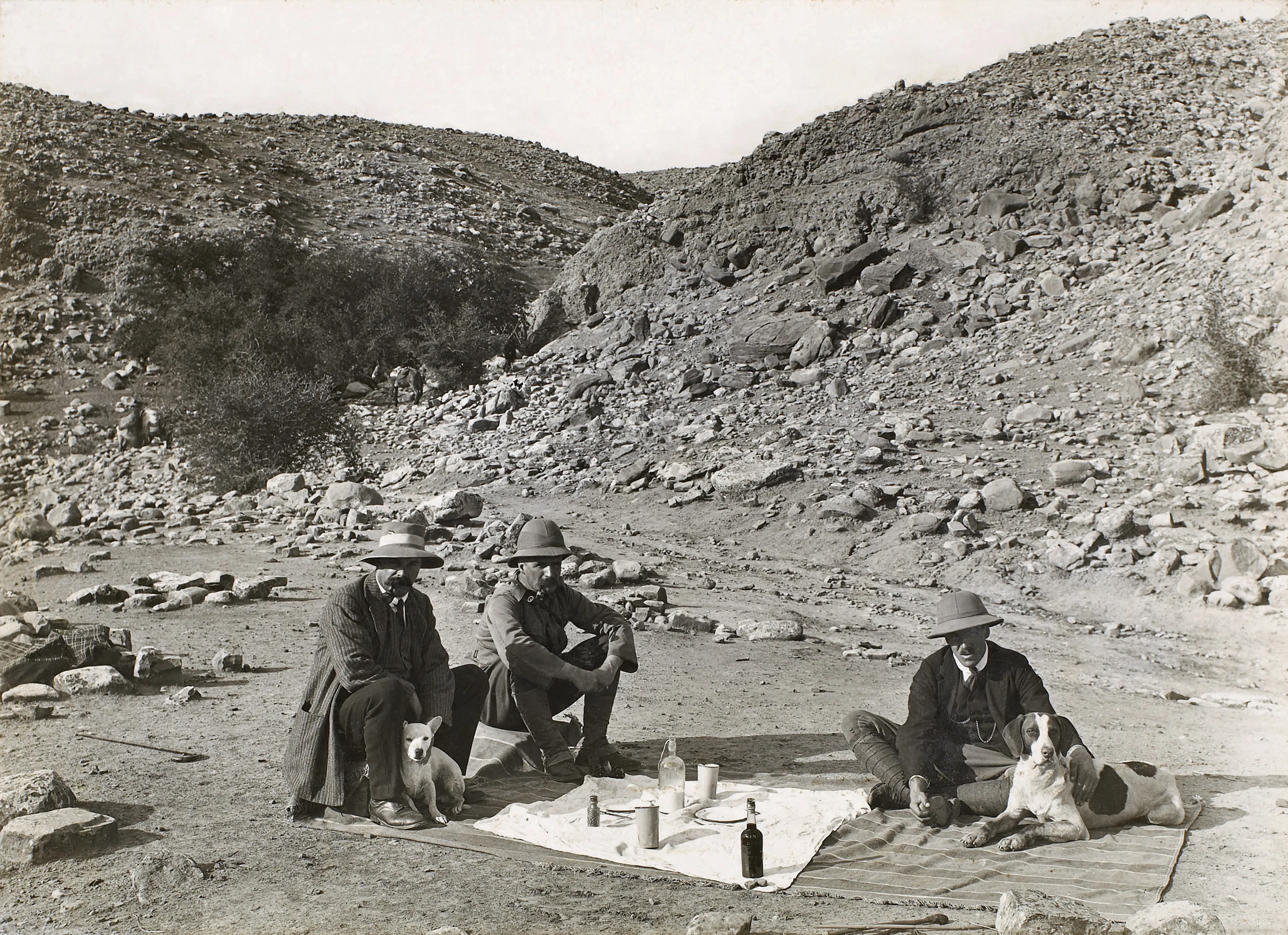 Mr Reynolds Mr Willans and Mr Crush having lunch c 1910