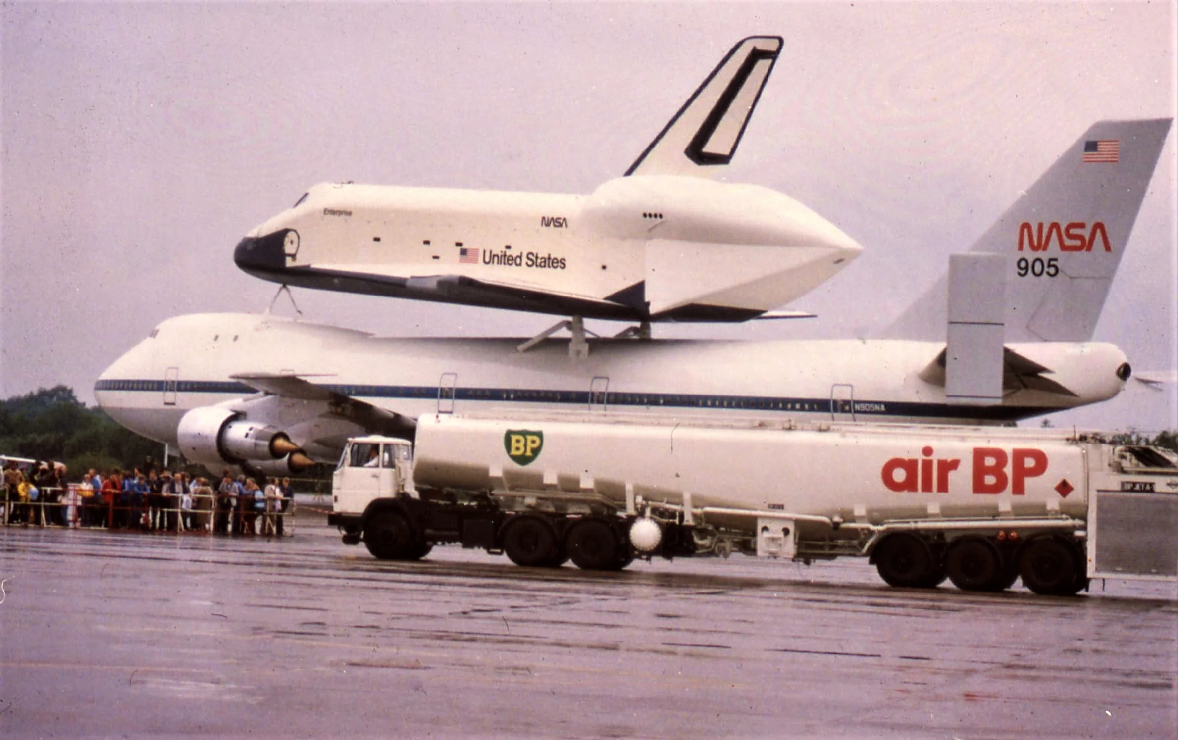 Air BP Germany A NASA Boeing 747 carrying the prototype space shuttle Enterprise is fuelled by Air BP 